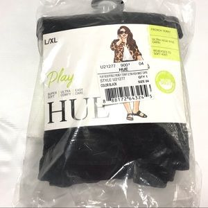 Hue Play French Terry Ultra High Waist Capri Black